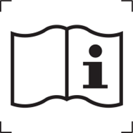 Piktogram informujący o konieczności zapoznania się z instrukcją producenta — siluet osoby czytającej dokumentację, zgodnie z symbolem graficznym ISO 7000-1641
